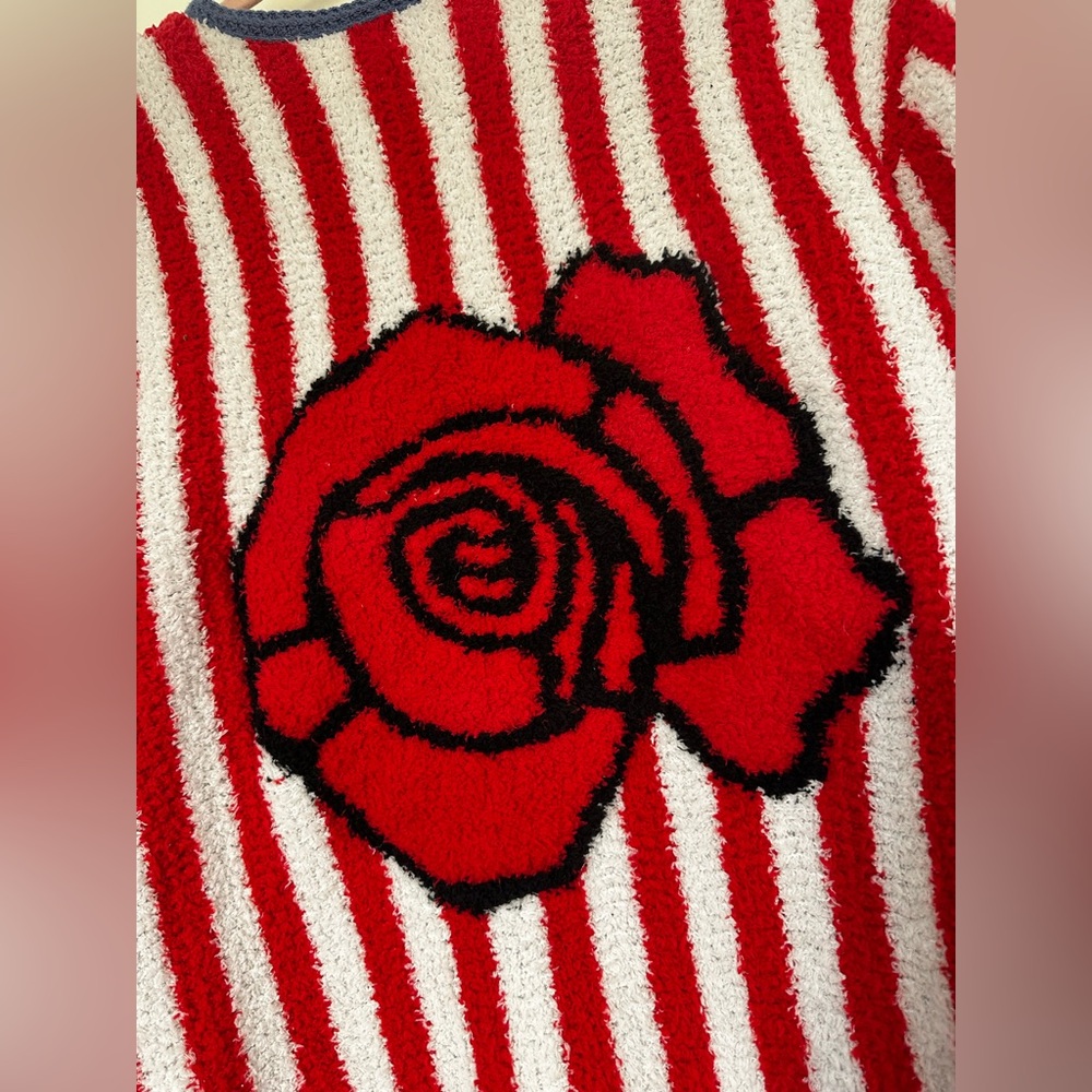 POL Red and White Striped Rose Cardigan - Picture 6 of 15